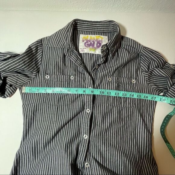 Planet gold striped cotton button up size M - Picture 10 of 10
